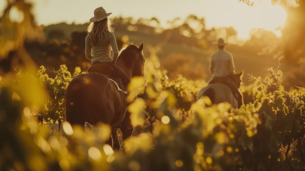 Horseback riding through golden vineyards during a luxury vineyard stay