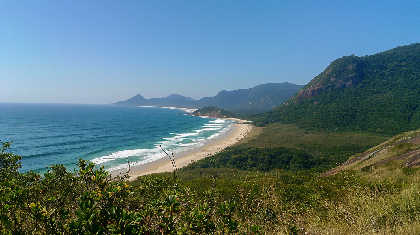 A breathtaking view from the top of the trail leading to a secluded beach in Lagoinha do Leste.