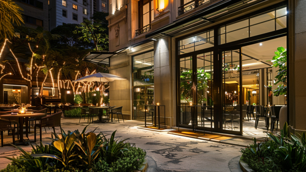 The exterior of a luxury hotel in the Jardins district in Sao Paulo