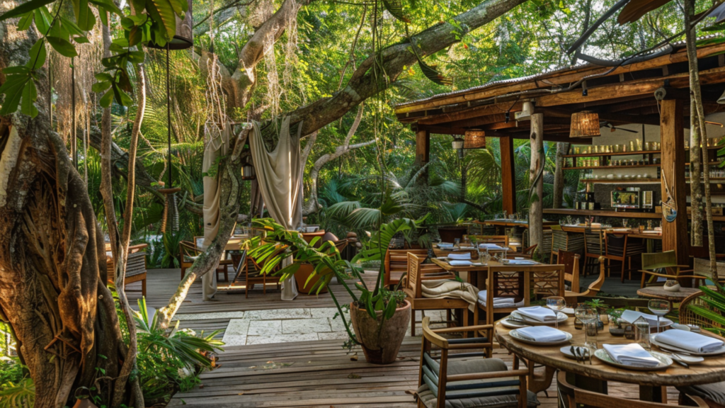 A secluded café nestled in the Tulum jungle
