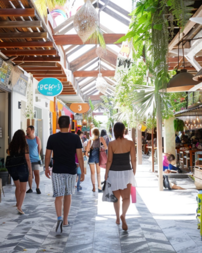 People going on a culture trip at a shopping market in Cancun