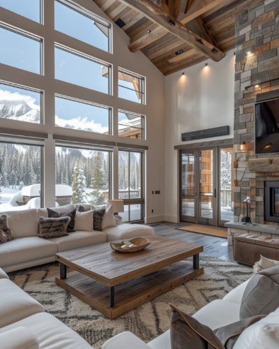 A cozy retreat in the mountains during the winter