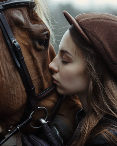 A Tender Moment Shared Between Equestrian and Steed.