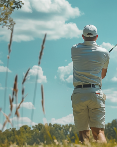 A Golfer's Quiet Quest Under the Summer Sky.