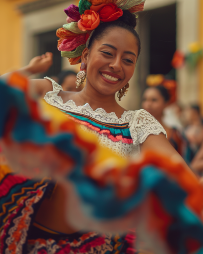 Folk dancer in traditional Mexican attire