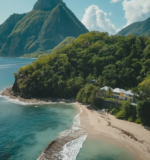 Aerial view of St. Lucia island.