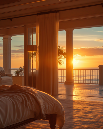 Sunset as seen from a master bedroom.
