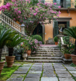 A vacation rental with stair railings and a garden in Sorrento, Italy