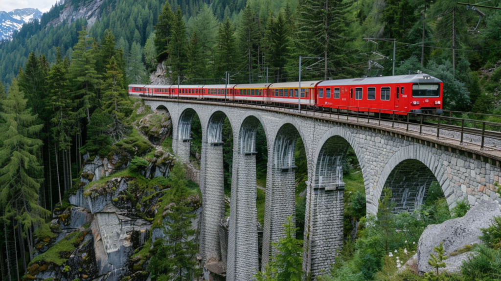 The Landwasser Viaduct in Davos, Switzerland
