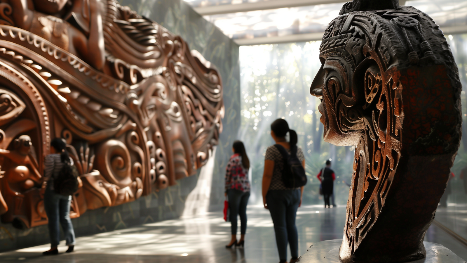 Visitors admiring artwork at Museo Soumaya in Polanco, Mexico City.