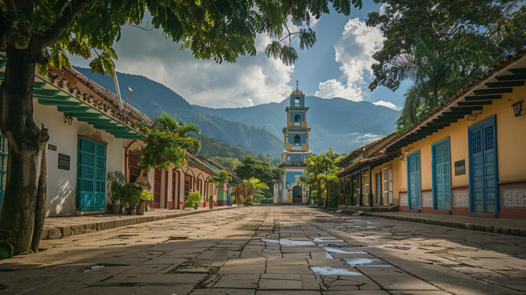 Colonial architecture and historical buildings in the quaint village atmosphere of San Sebastián del Oeste.