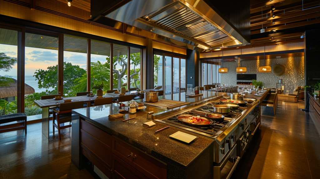 A private chef preparing a gourmet dinner in an exclusive villa in Puerto Vallarta, highlighting bespoke culinary services.