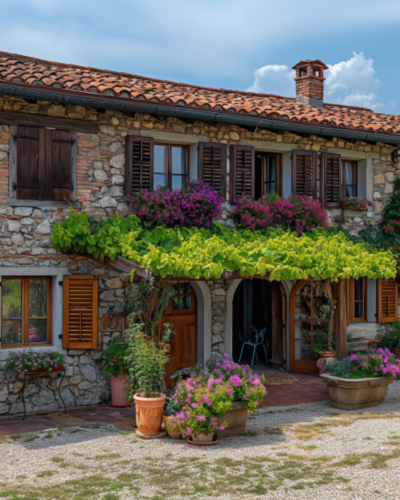A charming farmhouse surrounded by vineyards in Istria.