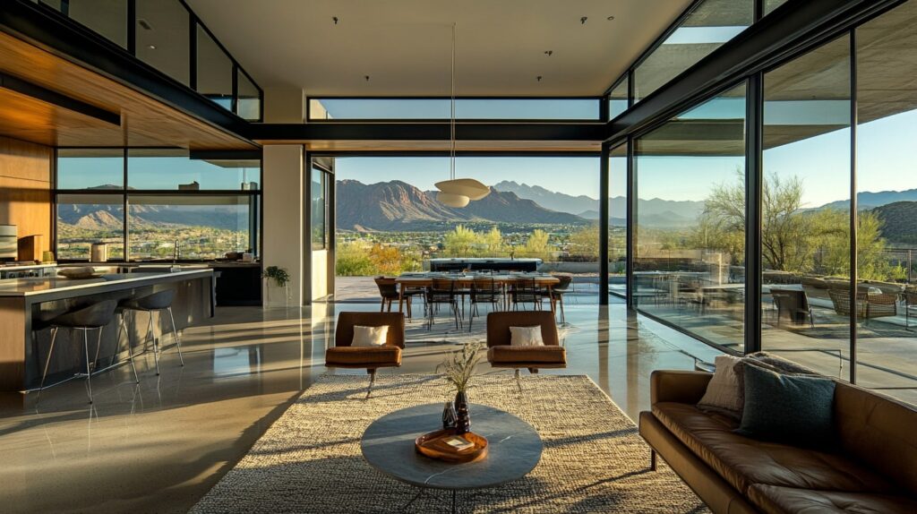 Bright interior of Southwest Hills Short Term Rental with modern styling